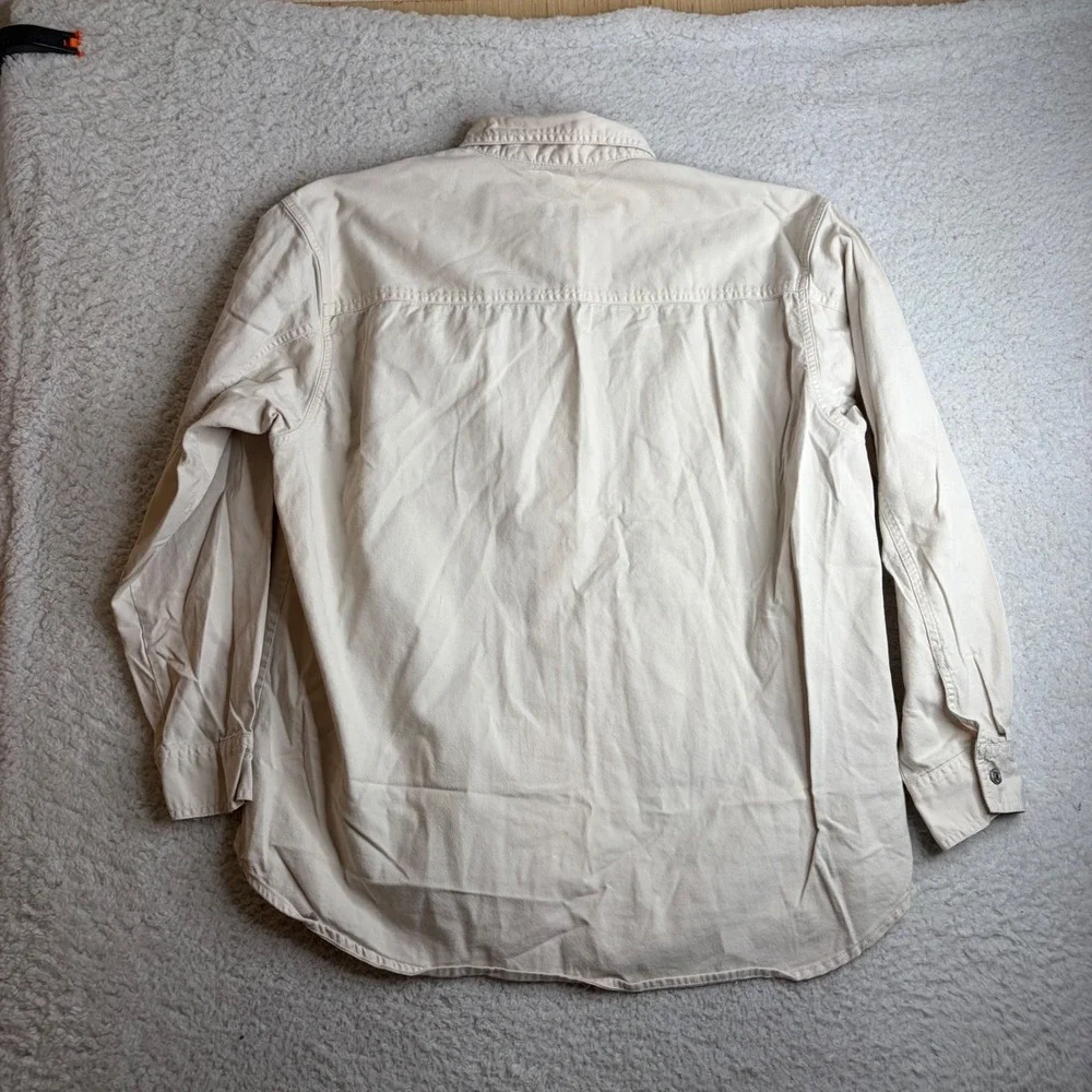 Levis Mens XL Cream Cotton Twill work Shirt Long Sleeve metal buttons Utility